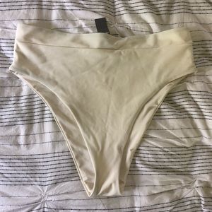 Aerie High Waisted Cream Bikini Bottoms Size XL
